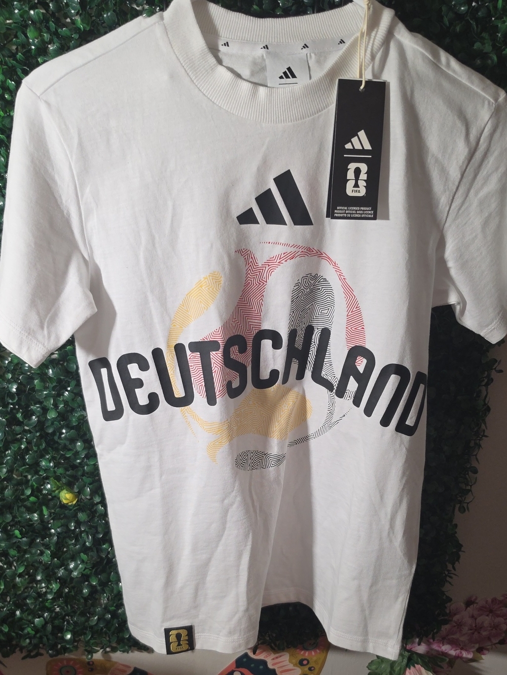 adidas White Deutschland Graphic Tee with Black Logo